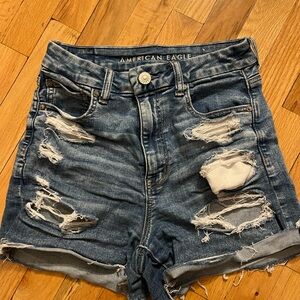 American Eagle Outfitters Distressed Denim Shorts - Blue